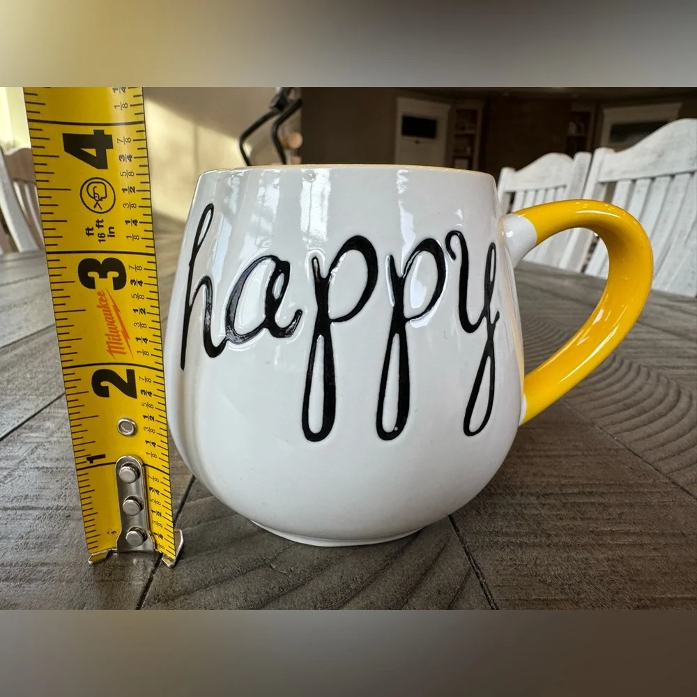 Pier 1 Happy Yellow & White Cheerful Coffee/Tea Mug